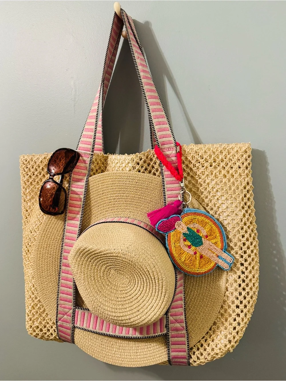 Sol And Mer Beaded Fruit Float Pouch Bag Charm Keychain